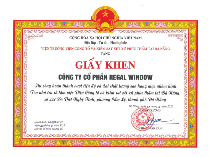 giấy khen regalwindow